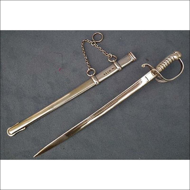 Antique British Sterling Silver Miniature Sword Paper Knife Saber