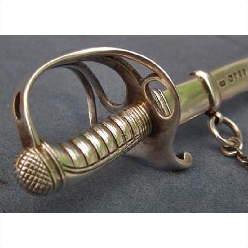 Antique British Sterling Silver Miniature Sword Paper Knife Saber