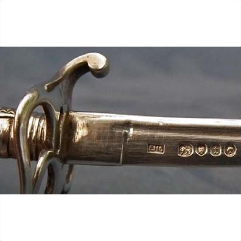 Antique British Sterling Silver Miniature Sword Paper Knife Saber