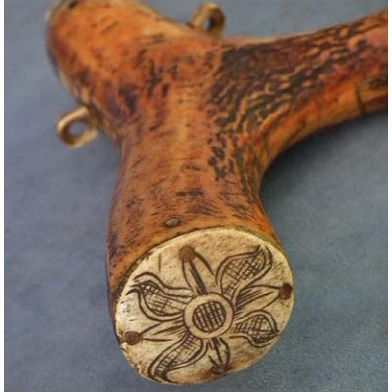 Antique 17th -18th Century Hungarian Gun Powder Flask Horn Transylvanian