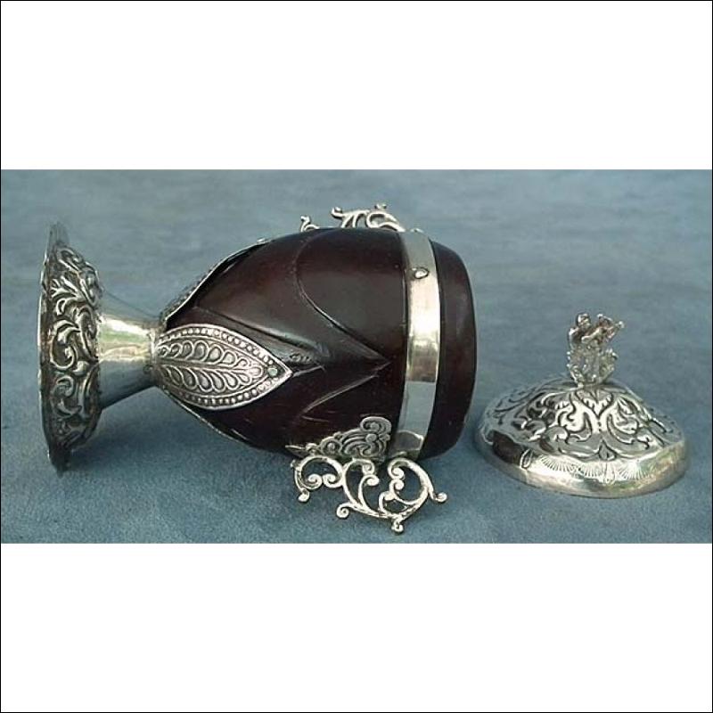 SOLD Antique 18th century European Silver-mounted Coconut Cup