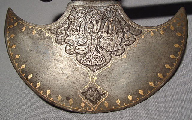 Antique Indo-Persian Islamic Saddle Axe, 18th