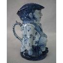 Antique Delft Blue and White Toby Jug 19th century .