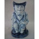 Antique Delft Blue and White Toby Jug 19th century .