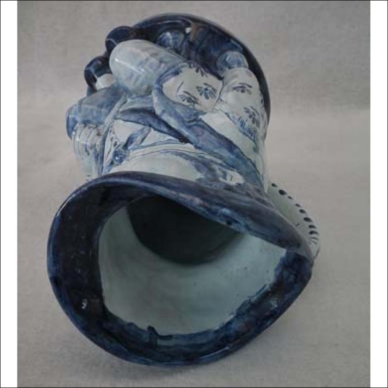 Antique Delft Blue and White Toby Jug 19th century .