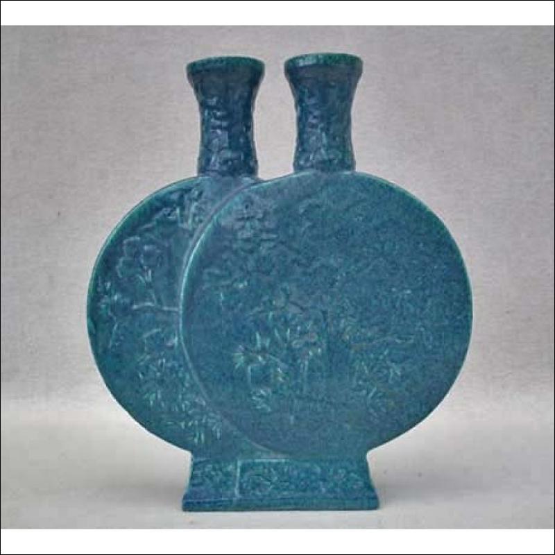 SOLD Chinese Porcelain Robin’s Egg Double Moon flask Vase