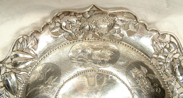 ANTIQUE JAPANESE SIGNED STERLING SILVER BASKET
