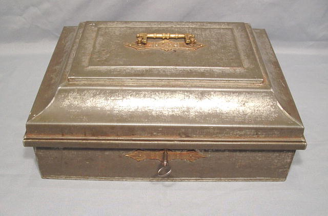 ANTIQUE, AMERICAN, CIVIL WAR TIN DOCUMENT BOX