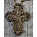Antique Parcel-Gilt Silver Post-Byzantine Orthodox Pectoral Reliquary Cross 18th century