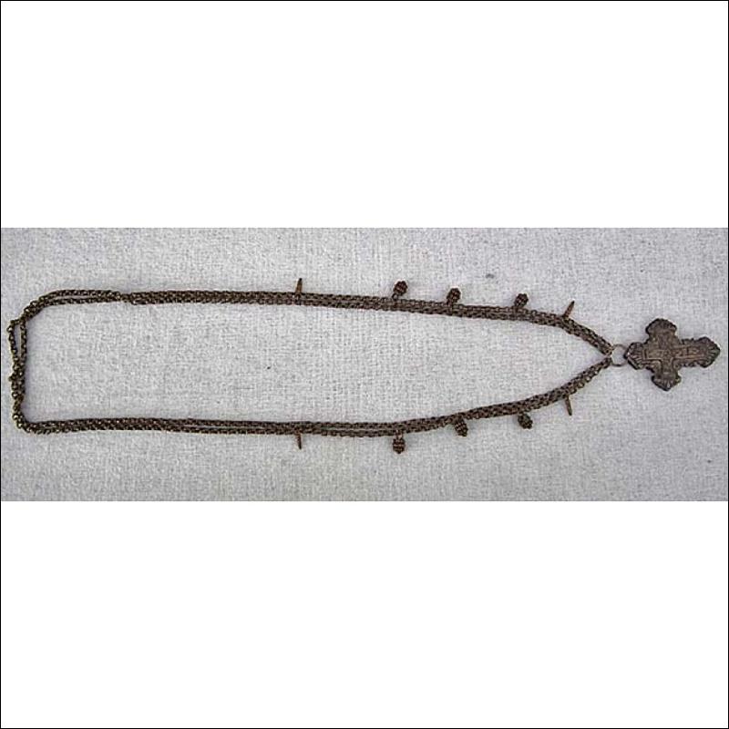 Antique Parcel-Gilt Silver Post-Byzantine Orthodox Pectoral Reliquary Cross 18th century
