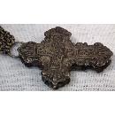 Antique Parcel-Gilt Silver Post-Byzantine Orthodox Pectoral Reliquary Cross 18th century
