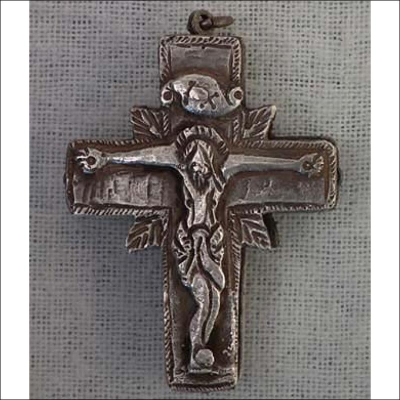 Antique Post Byzantine Silver Orthodox Pectoral Reliquary Cross 16th -17th century