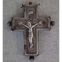 SOLD Antique Silver Iron Byzantine Pectoral Reliquary Cross 9th -13th century