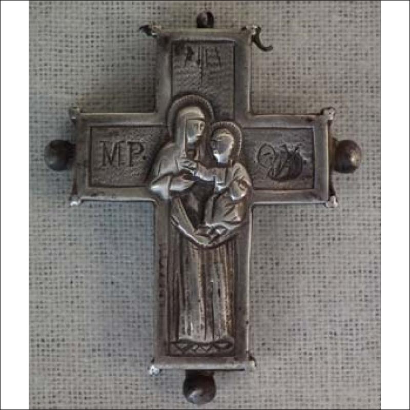 SOLD Antique Silver Iron Byzantine Pectoral Reliquary Cross 9th -13th century