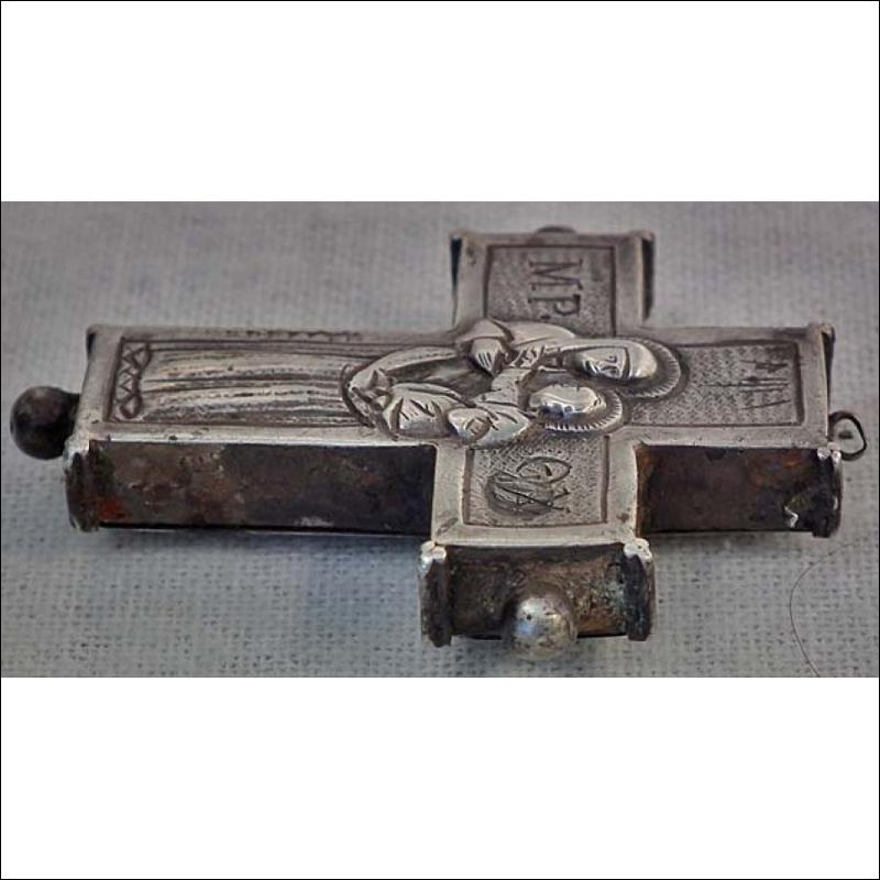 SOLD Antique Silver Iron Byzantine Pectoral Reliquary Cross 9th -13th century