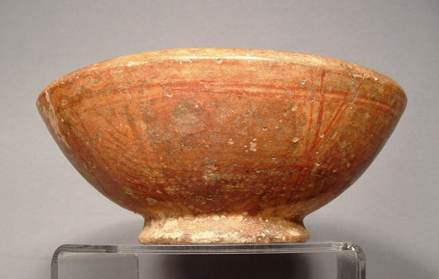 Ancient Ceramic Pre Columbian Mayan Polychrome Bowl, 250-450 AD