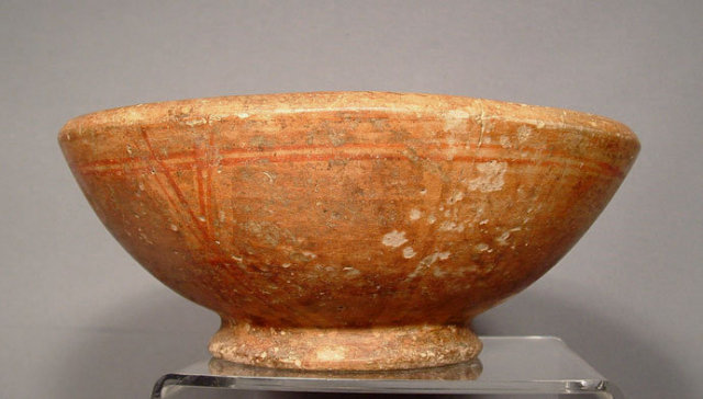 Ancient Ceramic Pre Columbian Mayan Polychrome Bowl, 250-450 AD