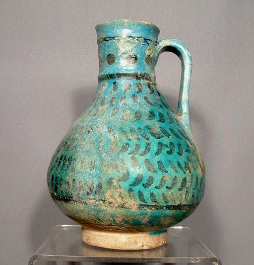 Antique Ceramic Turquoise Glazed Jug, Persia
