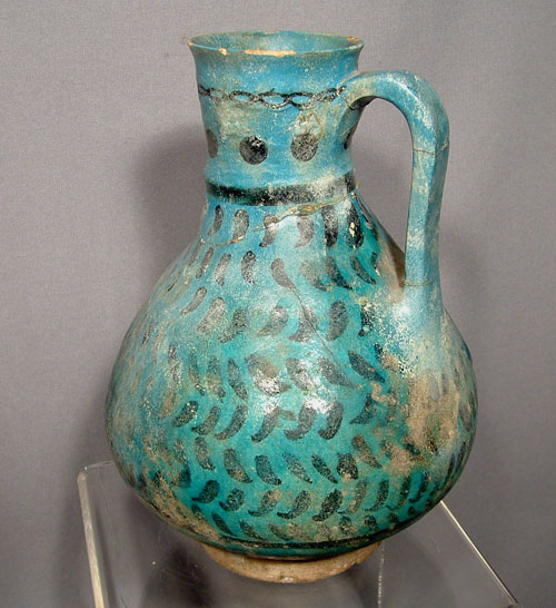Antique Ceramic Turquoise Glazed Jug, Persia