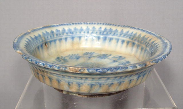 Timurid Islamic Ceramic Blue & White Bowl 15th