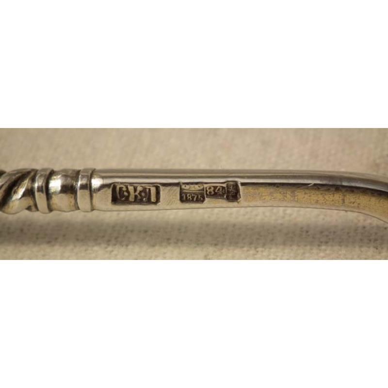 Antique Imperial Russian silver and niello spoon Moscow 1875 19th century