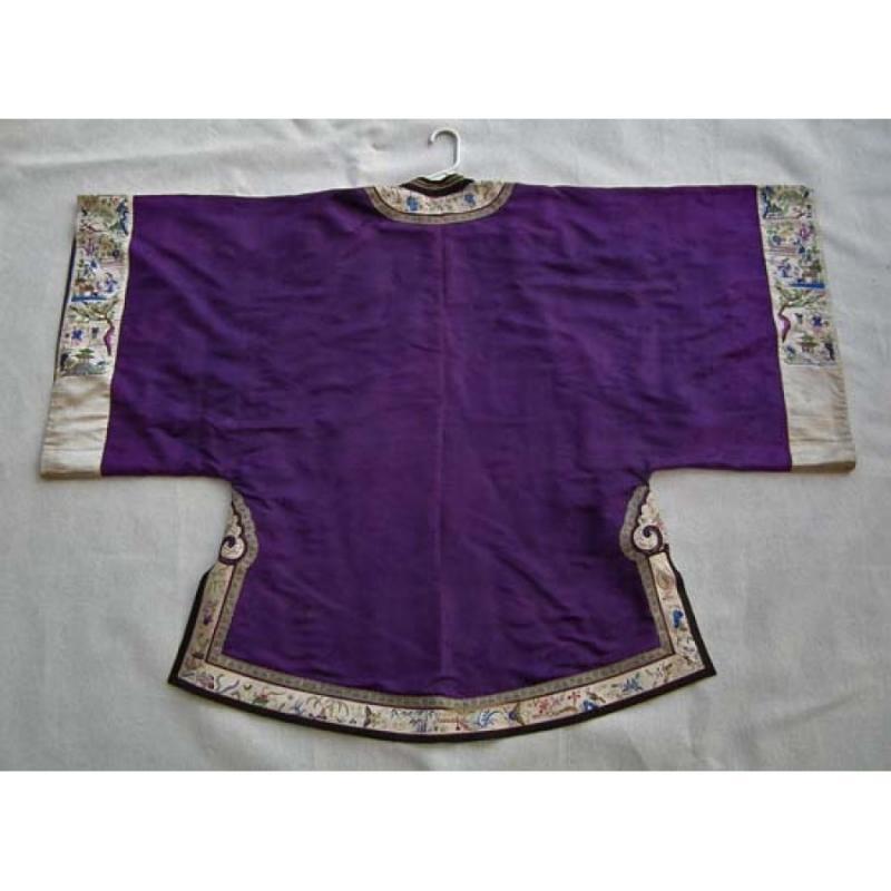 Antique Chinese Embroidered Silk Qing Dynasty Robe-Coat Ch'ing Dynasty