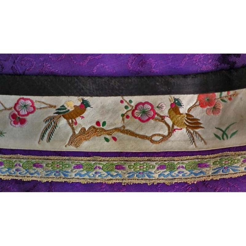Antique Chinese Embroidered Silk Qing Dynasty Robe-Coat Ch'ing Dynasty