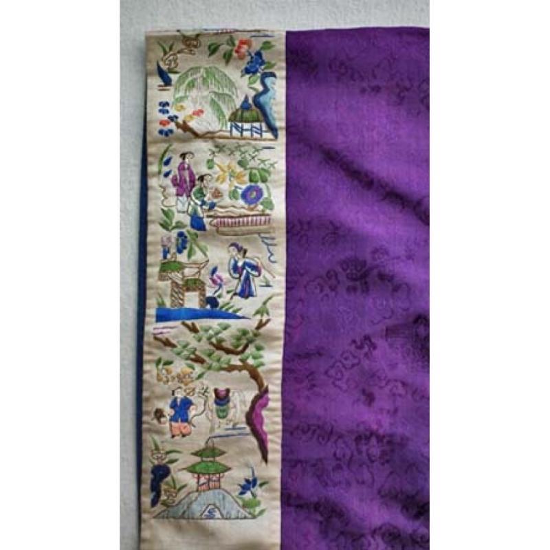 Antique Chinese Embroidered Silk Qing Dynasty Robe-Coat Ch'ing Dynasty