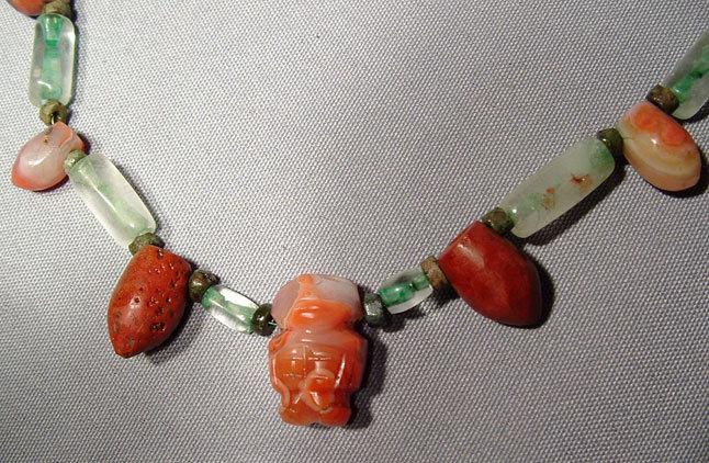 Antique Pre-Columbian Tairona culture necklace 500-1500AD Carnelians Jade Rock crystal