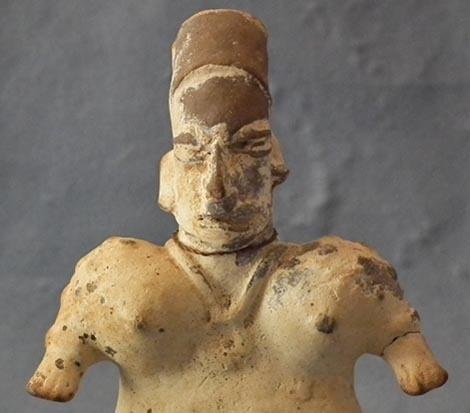 Antique Pre-Columbian Jalisco Polychrome Ceramic Female Figure