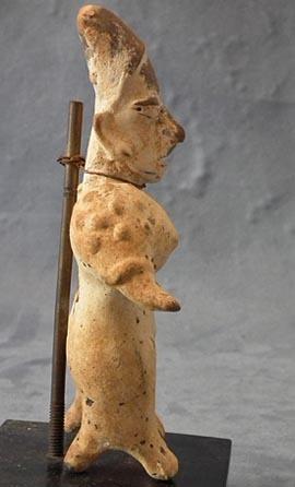 Antique Pre-Columbian Jalisco Polychrome Ceramic Female Figure