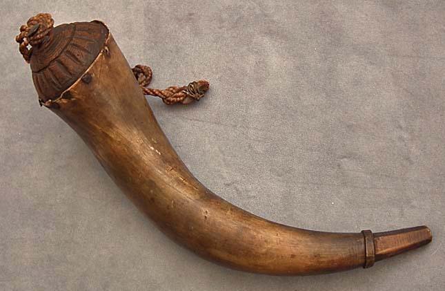 Antique 18th century Revolutionary War American rifleman Powder Horn