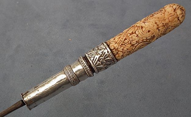 Antique Thai Siamese Siam- Thailand Silver Dagger Daab sword Dha knife Dah