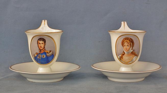 Napoleonic Berlin porcelain portrait Friedrich Wilhelm III & Queen Louise of Prussia 19th c
