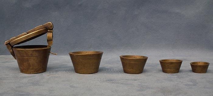 Antique Set of brass Nesting Apothecary's Weights 19th c