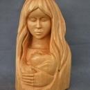 Wood Sculpture Mother With Child by French Canadian Quebecois Artist Andre-M.Bourgault