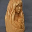 Wood Sculpture Mother With Child by French Canadian Quebecois Artist Andre-M.Bourgault