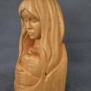 Wood Sculpture Mother With Child by French Canadian Quebecois Artist Andre-M.Bourgault