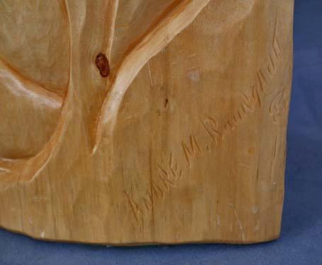 Wood Sculpture Mother With Child by French Canadian Quebecois Artist Andre-M.Bourgault