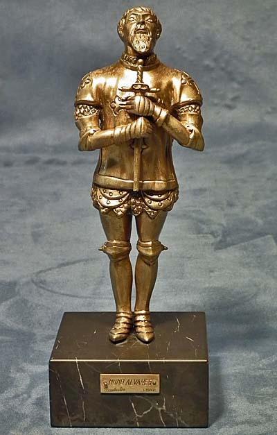 Antique Portuguese Bronze Sculpture Knight in Armor Nuno Alvares Portugal