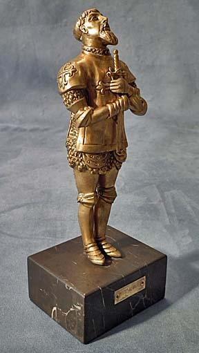 Antique Portuguese Bronze Sculpture Knight in Armor Nuno Alvares Portugal