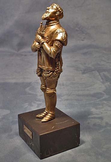 Antique Portuguese Bronze Sculpture Knight in Armor Nuno Alvares Portugal