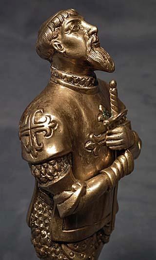 Antique Portuguese Bronze Sculpture Knight in Armor Nuno Alvares Portugal