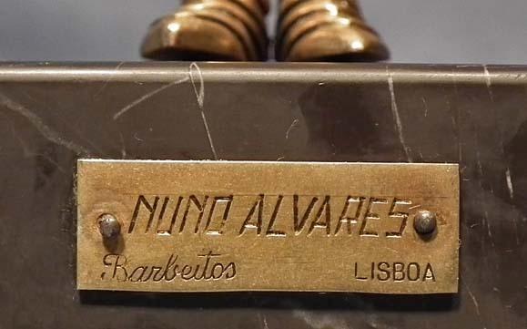 Antique Portuguese Bronze Sculpture Knight in Armor Nuno Alvares Portugal