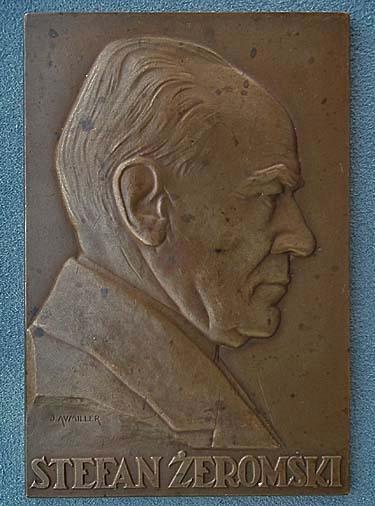 SOLD Antique 1926 bronze plaque Polish Stefan Zeromski by J.Aumiller Mennica Panstwowa Polish State Mint