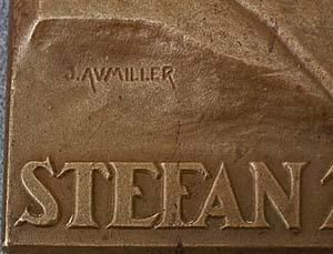 SOLD Antique 1926 bronze plaque Polish Stefan Zeromski by J.Aumiller Mennica Panstwowa Polish State Mint