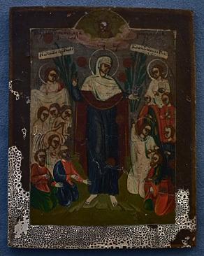 Antique Russian Orthodox icon Mother of God Joy of All Who Sorrow 18th c