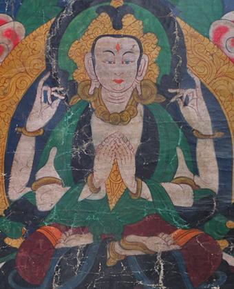 Antique Tibetan Thangka Thanka Avalokiteshvara Buddha Tangka 18th 19th c