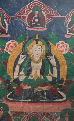 Antique Tibetan Thangka Thanka Avalokiteshvara Buddha Tangka 18th 19th c