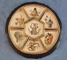 Antique Japanese Gyokuzan Satsuma 7 Pieces Sweet Meat Set Meiji Period